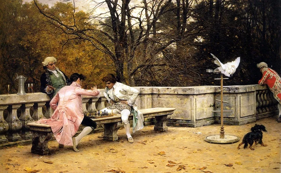 Charles Bargue, Schachpartie auf der Terrasse, 1883